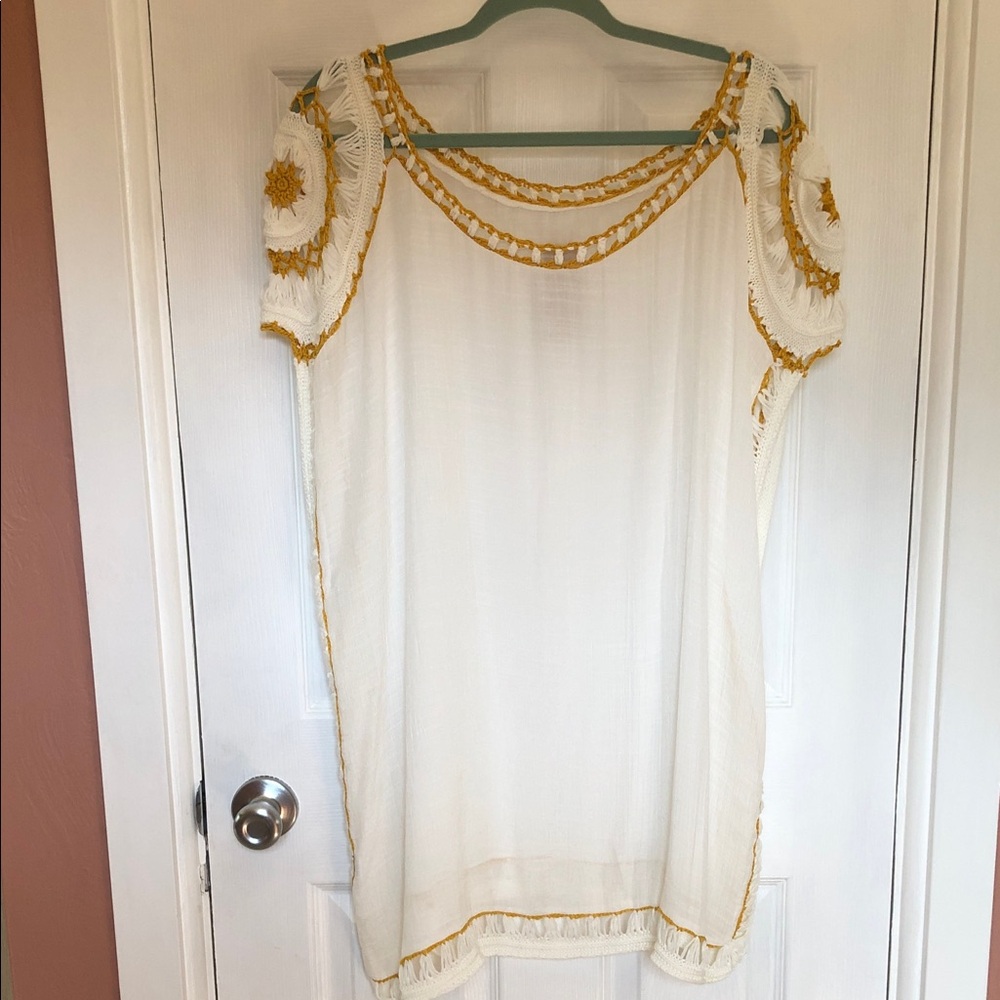 Odiva Crochet Sleeves Swimsuit Coverup